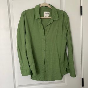 Green Abercrombie Linen Blouse